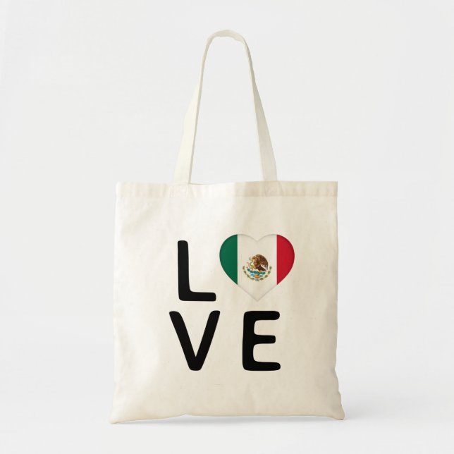 Tote Bag Amour - Drapeau du Mexique (Devant)