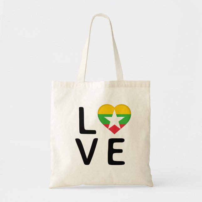 Tote Bag Amour - Drapeau du Myanmar (Devant)