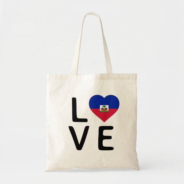Tote Bag Amour - Drapeau Haïti (Devant)