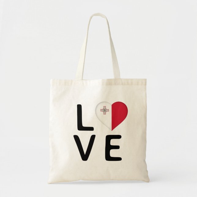 Tote Bag Amour - Drapeau Malte (Devant)