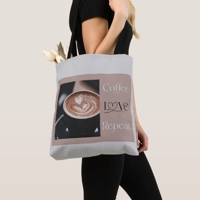 Tote Bag Amour du café Répéter – Cadeau moderne pour amateu (De près)