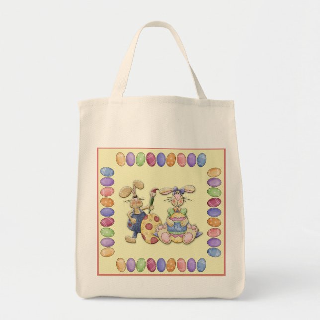 Tote Bag Amour Du Lapin Et Oeufs De Pâques (Devant)