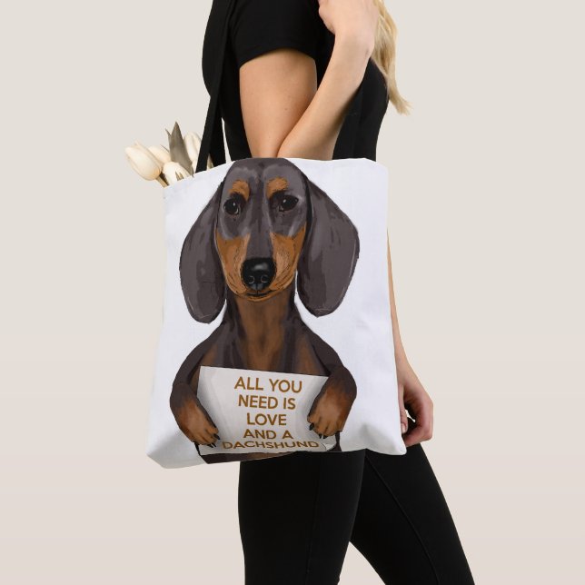 Tote Bag Amour et Dachshund (De près)