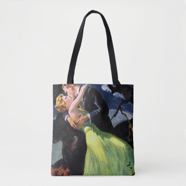 Tote Bag Amour et romance vintage, baiser romantique (Devant)