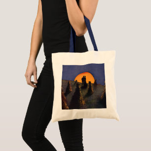 Tote Bag Amour et romance vintage, baiser sous la lune de r