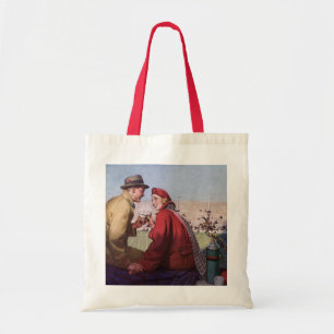 Tote Bag Amour et romance vintage, couple à un match de foo