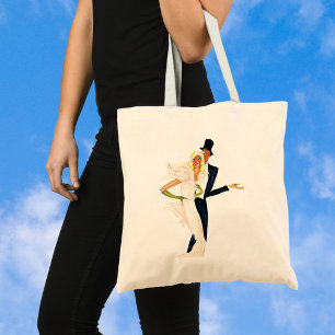Tote Bag Amour et romance vintage, couple de mariage modern