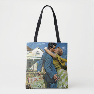 Tote Bag Amour et romance vintage Jeunes mariés achètent le
