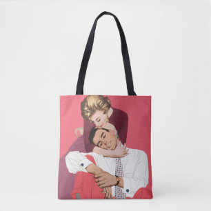 Tote Bag Amour et romance vintage, jeunes mariés en rose