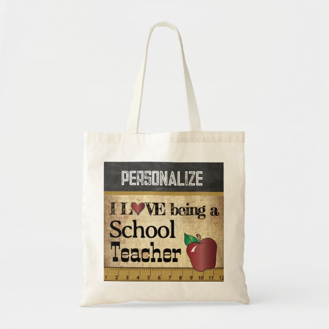 Tote Bag Amour Etre enseignant à l'école | Nom do-it-yourse (Devant)