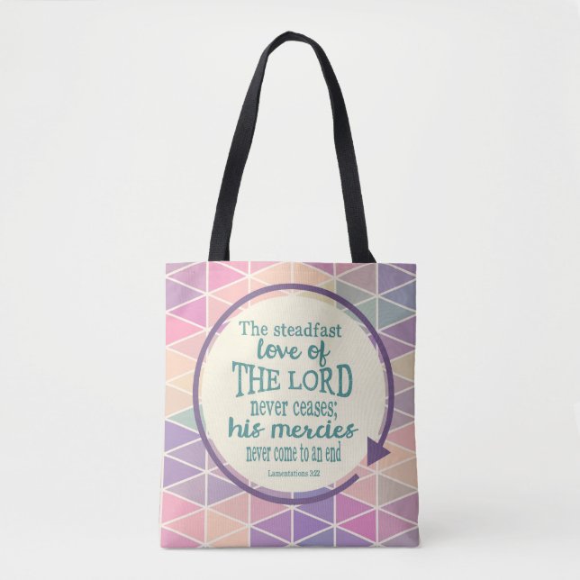 Tote Bag Amour ferme de Dieu, motif de triangle d'écriture (Devant)