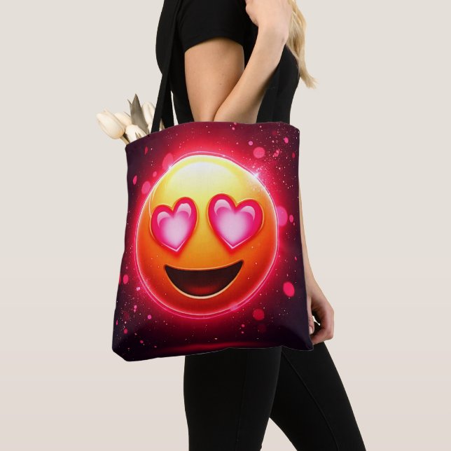 Tote Bag Amour Frappé Coeurs Emoji (De près)