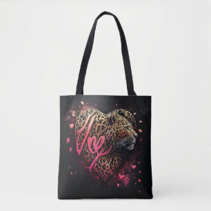 Tote Bag Amour graffiti art cœur léopard