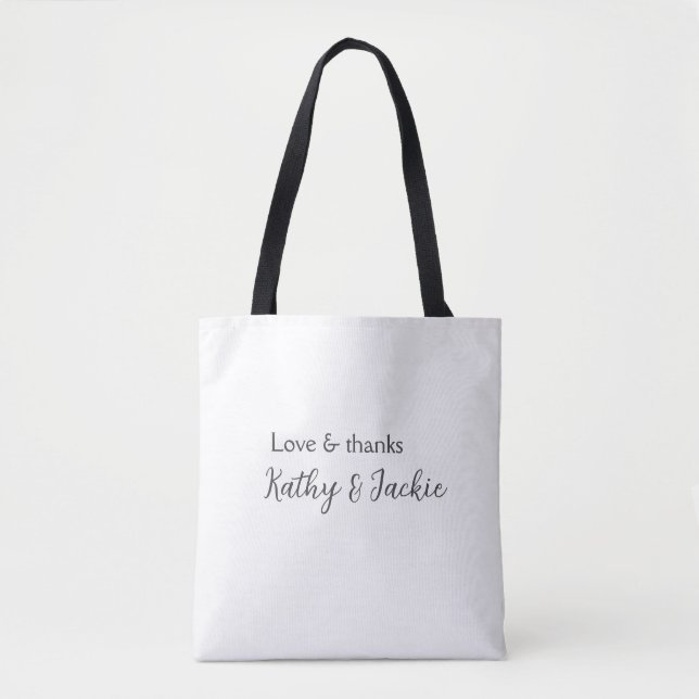 Tote Bag Amour & merci nom du couple mariage simple minimal (Devant)