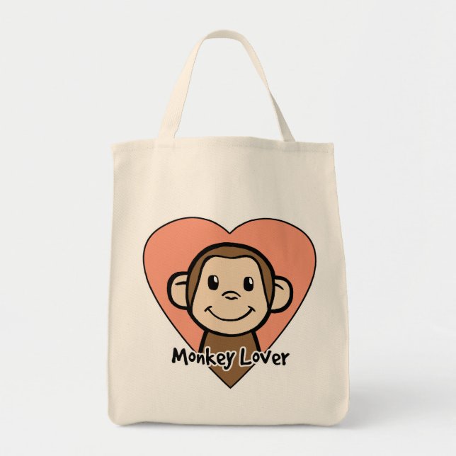 Tote Bag Amour mignon de singe de sourire de clipart (Devant)