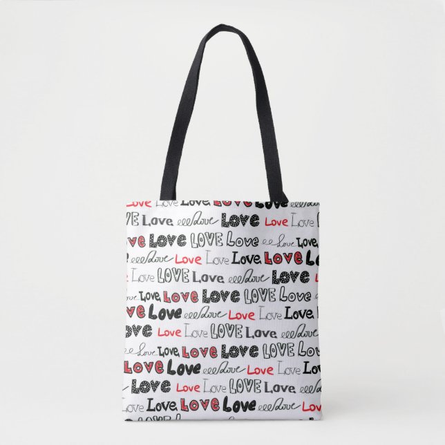Tote Bag Amour motif sans couture. Love écriture manuscrite (Devant)