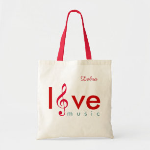 Tote Bag amour musique treble clef personnalisée