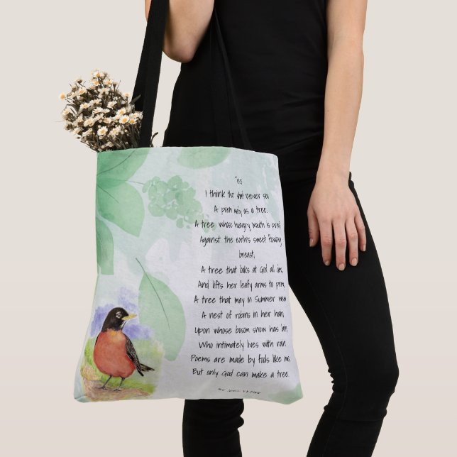 Tote Bag Amour Nature Poème Inspirationnel Arbres Kilmer (De près)