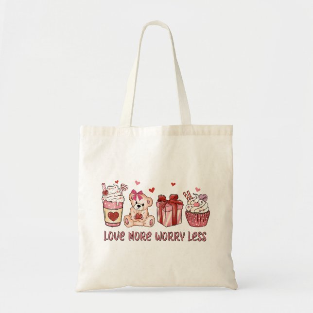 Tote Bag Amour Plus S'Inquiéter Moins La Saint Valentin (Devant)