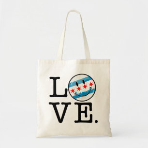 Tote Bag Amour pour le drapeau de sourire de Chicago