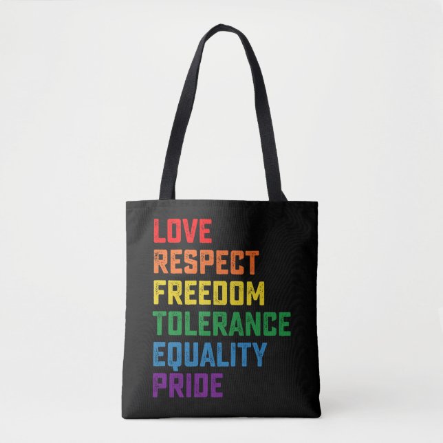 Tote Bag Amour Respect Liberté Tolérance Égalité Fierté (Devant)