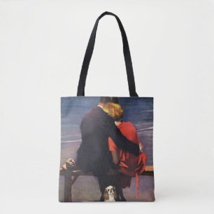 Tote Bag Amour romantique vintage, romance sur la plage