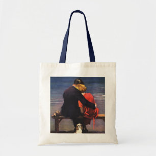 Tote Bag Amour Romantique Vintage, Romance sur la Plage