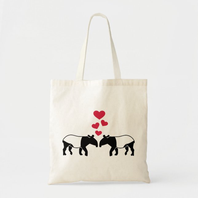 Tote Bag Amour rouge de coeurs de tapir (Devant)