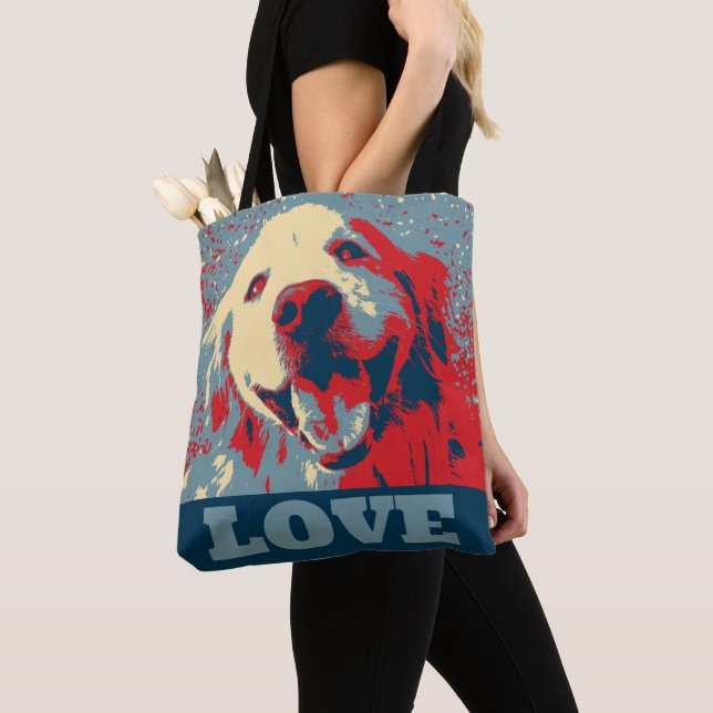 Tote Bag Amour stylisé de golden retriever (De près)