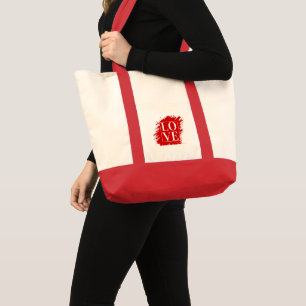 TOTE BAG AMOUR TYPOGRAPHIE BLANCHE ART ROUGE