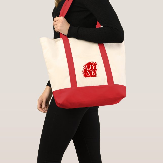 TOTE BAG AMOUR TYPOGRAPHIE BLANCHE ART ROUGE (Devant (produit))