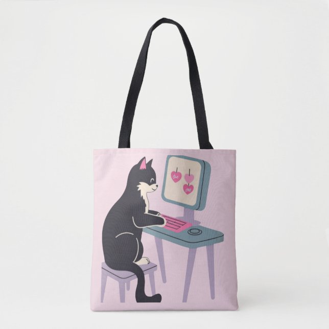 Tote Bag Amoureux de chats Chat smoking  (Devant)