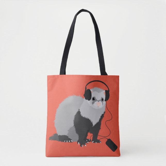 Tote Bag Amoureux de la musique furet (Devant)