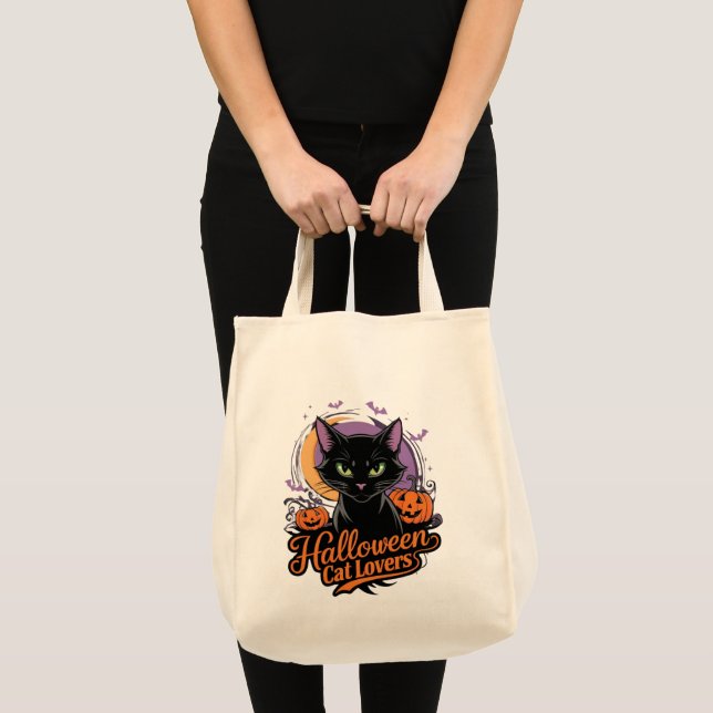 Tote Bag Amoureux de les chats d'Halloween (Devant (produit))
