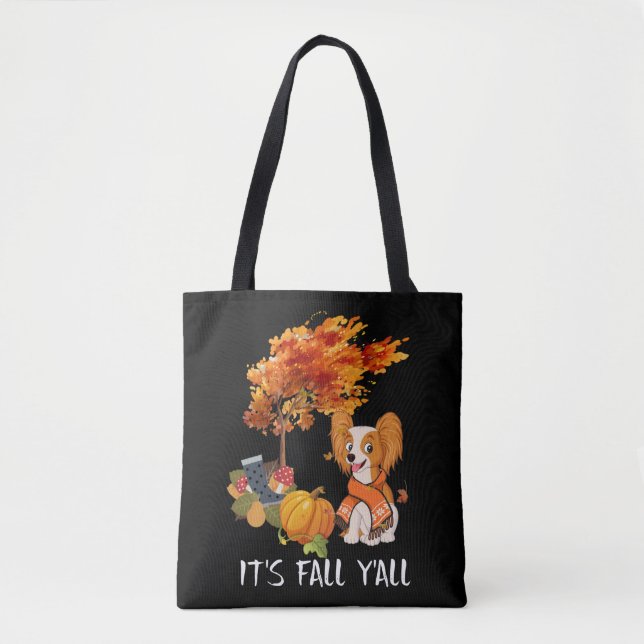 Tote Bag Amoureux de les chiens | Papillon C'est l'automne  (Devant)