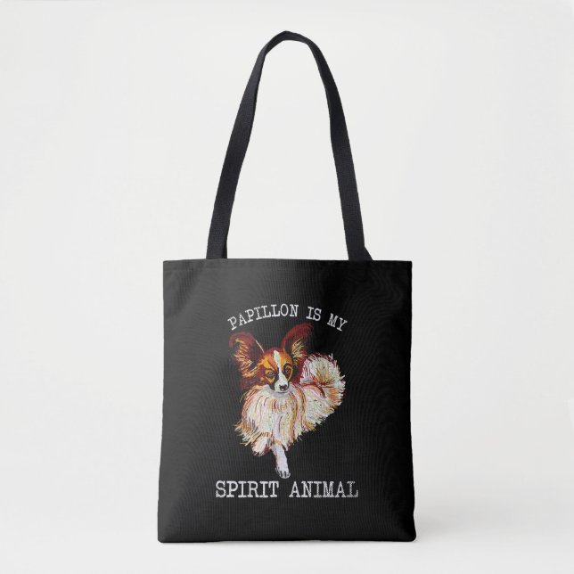 Tote Bag Amoureux de les chiens | Papillon est mon esprit a (Devant)