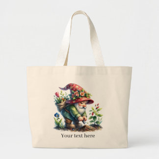 Tote Bag Amoureux de les jardins gnome mignons Grand