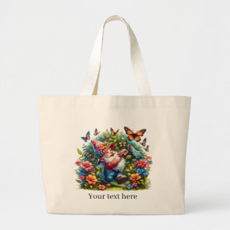 Tote Bag Amoureux de les jardins gnome mignons Grand
