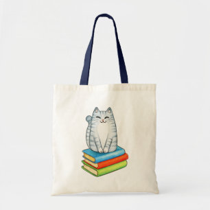 Tote Bag Amoureux de livre drôle Chat de livre Lecture Chat