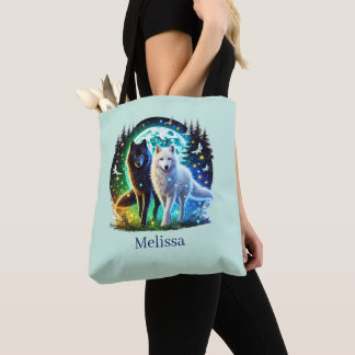 Tote Bag Amoureux de loups mignons ajoutez nom 