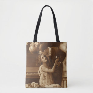 Tote Bag Amoureux de Vintage,  Amour Romantique Musique Rom