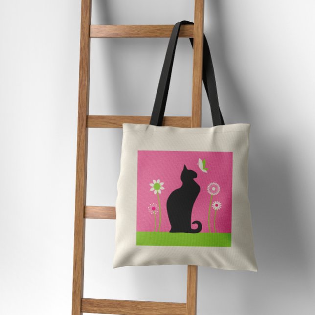 Tote Bag Amoureux des chats noir Whimsy (Créateur téléchargé)