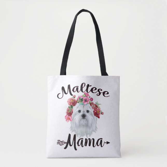 Tote Bag Amoureux des chiens| Flore de mauves-souris maltai (Devant)