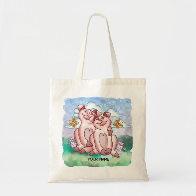 Tote Bag Amoureux des cochons   (Devant)