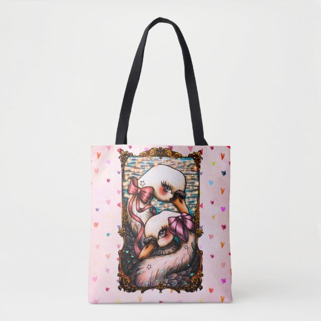 Tote Bag Amoureux des cygnes (Devant)