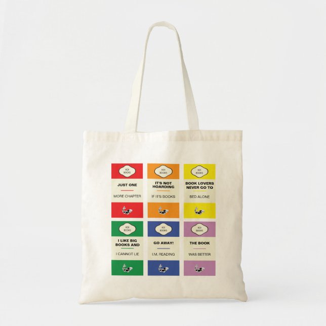 Tote Bag Amoureux des livres d'arc-en-ciel de rat de (Devant)
