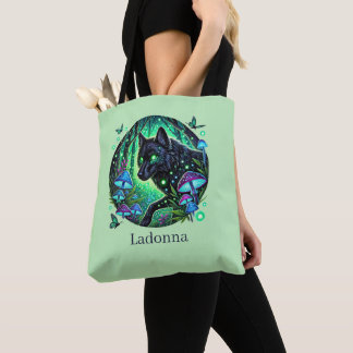Tote Bag Amoureux des loups mignons ajoutent un nom 