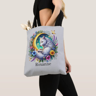 Tote Bag Amoureux des loups mignons ajoutez nom