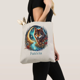 Tote Bag Amoureux des loups mignons ajoutez nom