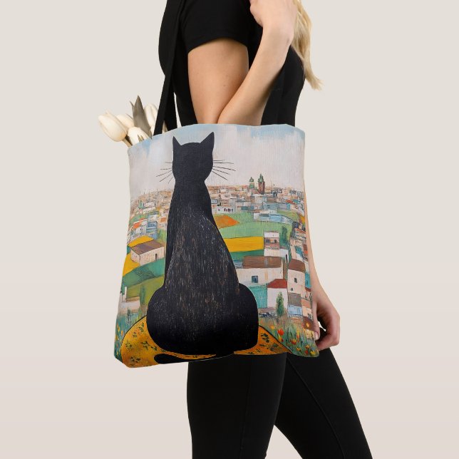 Tote Bag Amoureux du Chat Noir (De près)